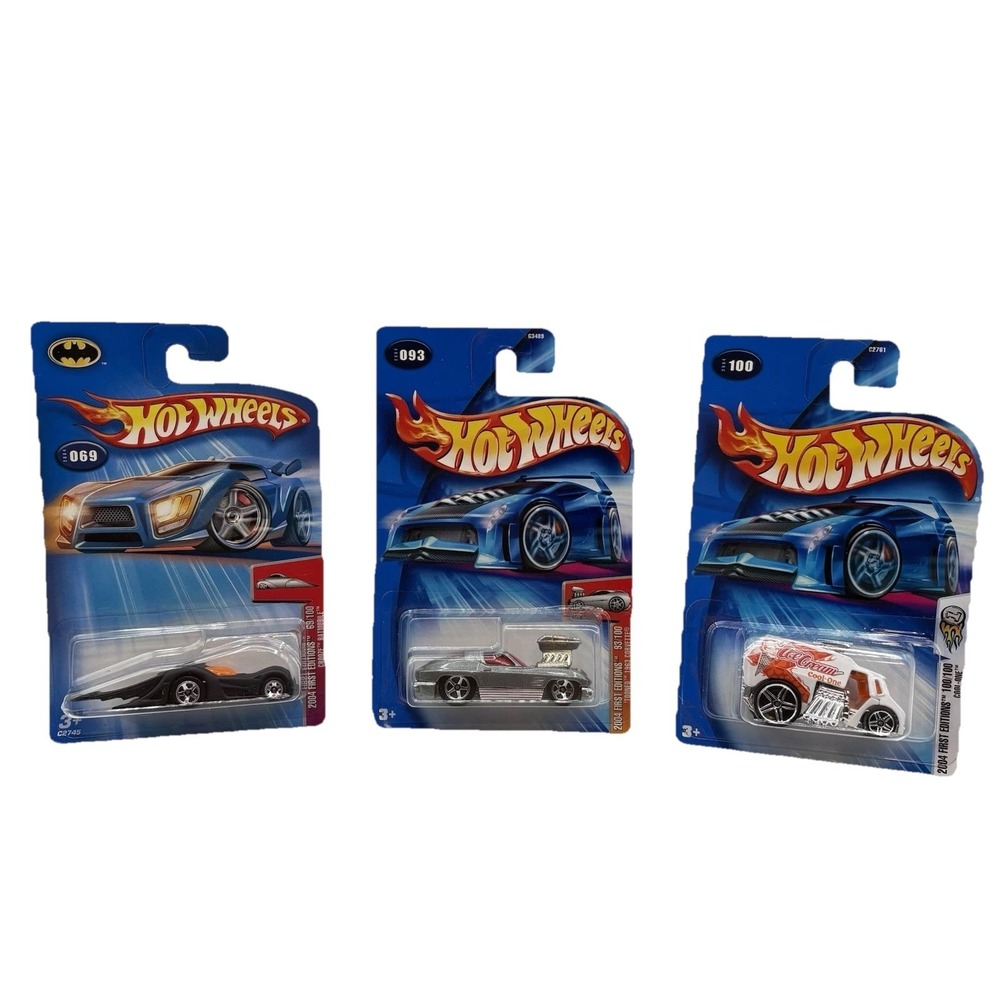 2004 First Editions Cool-One, Crooze Batmobile, Tooned 1963 Corvette Hot Wheels
